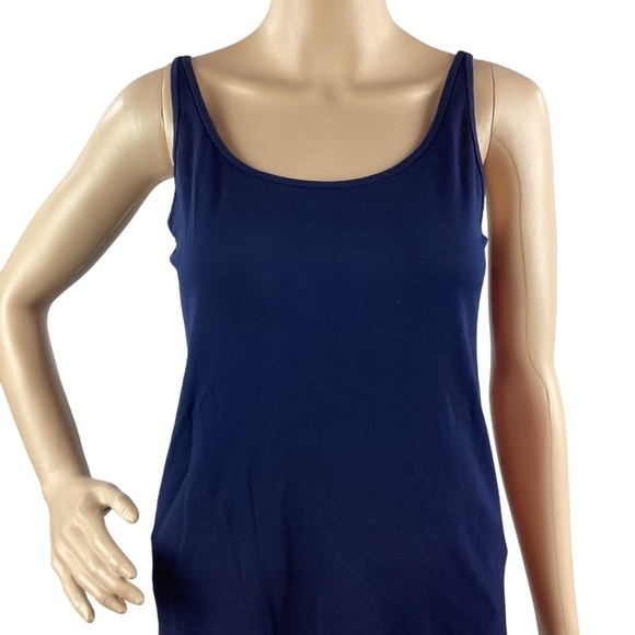 Eileen Fisher Petite Silk Tank Top Size MP Navy Blue - Picture 2 of 7